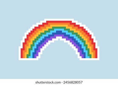 Pixel Rainbow icon illustration. Vector pixel art. Rainbow sign 8 bit logo for game, card, banner, sticker