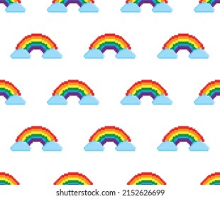  pixel rainbow Seamless Pattern vector rainbow  background  pixel art for 8 bit game