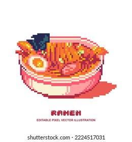 Pixel ramen icon vector illustration for video game asset, motion graphic and others