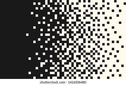 Pixel random horizontal mosaic, repeat, seamless pattern. Indent, space for text. Vector design element on isolated background.
