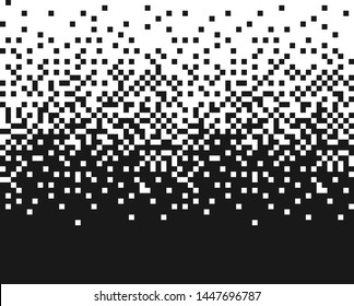 Pixel random vertical mosaic  Effect falling small monochrome particles  squares  Vector design element isolated background 