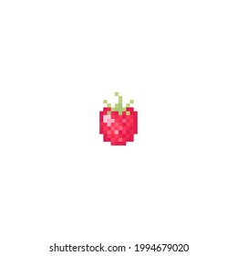 Pixel a raspberry Illustration. Pixel art raspberry icon. 8 bit game style vector illustration fruit berry raspberry icon.