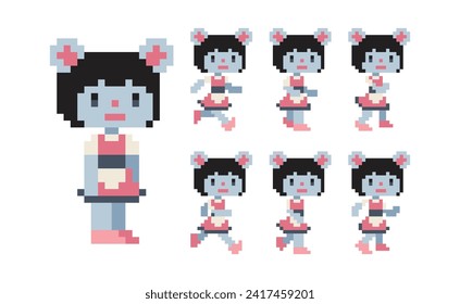 pixel rat girl character run animation