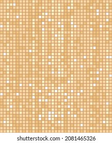 Pixel rectangle golded background, textured yellow square mosaic, vector illustration 10eps.