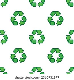  pixel recycle symbol  Seamless Pattern vector recycle background  pixel art for 8 bit game