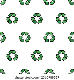  pixel recycle symbol  Seamless Pattern vector recycle background  pixel art for 8 bit game