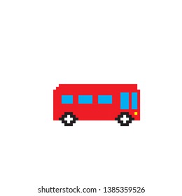 Pixel Red Bus White Background Stock Vector (Royalty Free) 1385359526