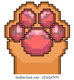 Pixelroter Katzenpflaster mit rosafarbenen Pads auf transparentem Hintergrund