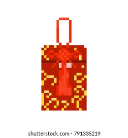 Pixel red envelope for Chinese new year for games and web sites. Red pocket for spring festival