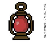 Pixel Red Glass Lantern Icon