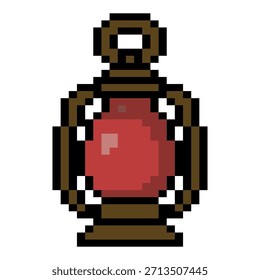 Pixel Red Glass Lantern Icon