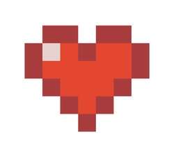 Pixel Red Heart Icon Isolated On White Background. Vector Illustration. Pixel Art Style 8-bit. Heart Object To Use In Computer Game, Websites. Minimalistic Pixel Graphic Romantic Object Symbol Of Life