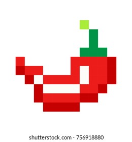 Pixel red hot pepper art cartoon retro game style