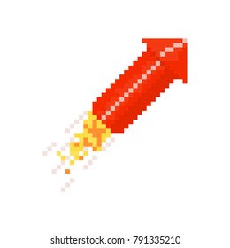 Pixel red rocket Chinese light for games and web sites.