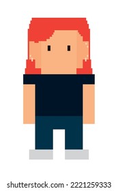 pixel redhead girl on white background