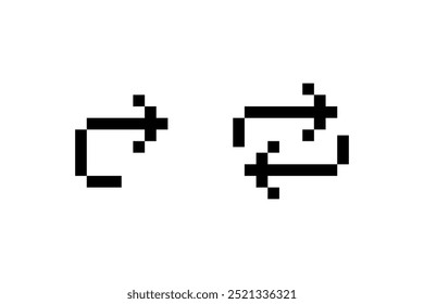 Píxel redo, icono de flechas de recarga. Diseño de icono de Vector.