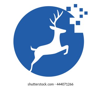 pixel reindeer deer elk stag image vector icon logo silhouette