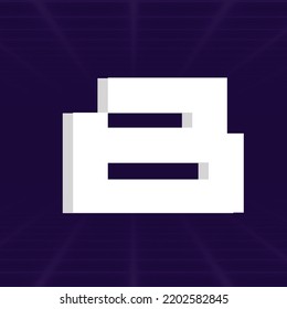 Pixel retro arcade game style font design, 3d alphabet, letters and numbers vector illustration