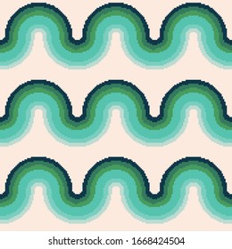 Pixel retro background. Seamless geometric vintage wallpaper. Pattern from the 70s.Pixel art 8 bit