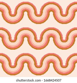 Pixel retro background. Seamless geometric vintage wallpaper. Pattern from the 70s.Pixel art 8 bit