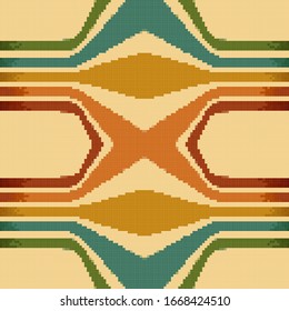 Pixel retro background. Seamless geometric vintage wallpaper. Pattern from the 70s.Pixel art 8 bit