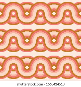 Pixel retro background. Seamless geometric vintage wallpaper. Pattern from the 70s.Pixel art 8 bit