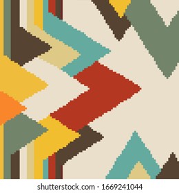 Pixel retro background. Seamless geometric vintage wallpaper. Pattern from the 70s.Pixel art 8 bit