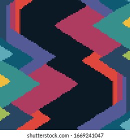 Pixel retro background. Seamless geometric vintage wallpaper. Pattern from the 70s.Pixel art 8 bit