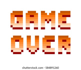Pixel retro computer game over text design vector illustration