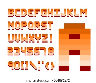 Pixel retro font computer game design vector illustration