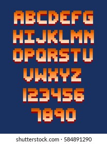 Pixel retro font computer game design vector illustration