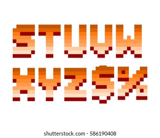 Pixel retro font computer game design vector illustration