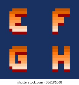 Pixel retro font computer game design vector illustration