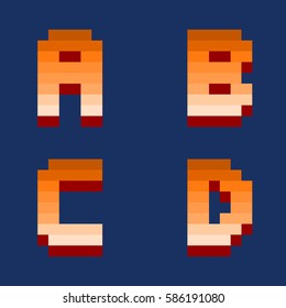 Pixel retro font computer game design vector illustration