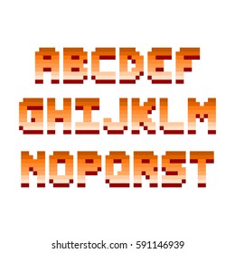 Pixel retro font computer game design vector illustration