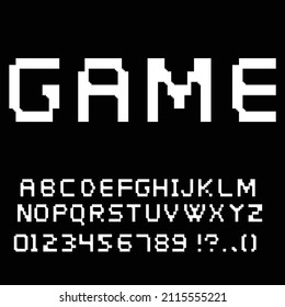 Pixel retro fonts .Video game letters and numbers . Vector alphabet .