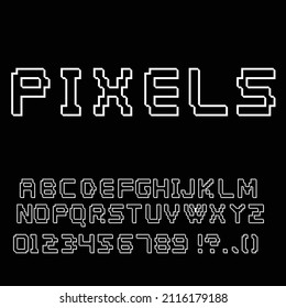 Pixel retro fonts .Video game letters and numbers . Vector alphabet .