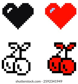 pixel retro game characters vector illustration set
