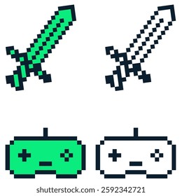 pixel retro game characters vector illustration set