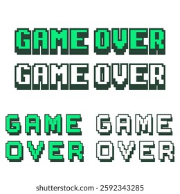 pixel retro game over vector illustration set