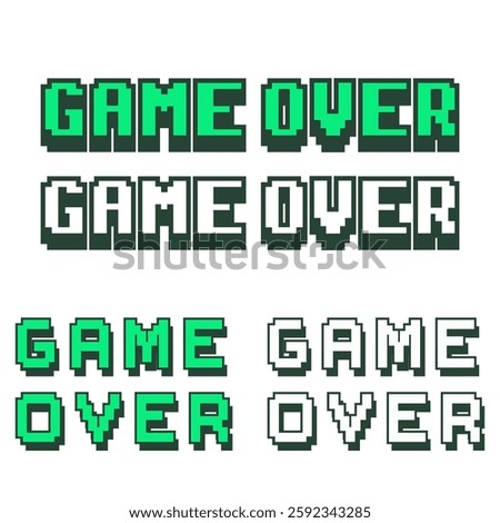 pixel retro game over vector illustration set