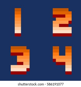 Pixel retro numbers computer game design vector illustration
