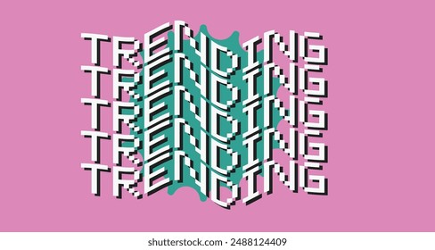 Pixel Retro Style Typography of Trending related with Green Star on Pink Background