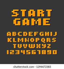 Pixel Retro Style Video Game Font. Vector