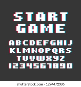 Pixel Retro Style Video Game Font. Vector