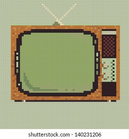 Pixel retro television vector.