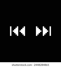 pixel Rewind Forward icon. Vector pixel art 8 bit logo for game