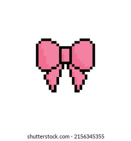 pixel ribbon bows icon.  Vector pixel art bow 8 bit logo for game