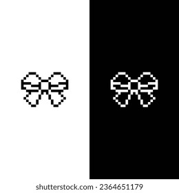 pixel ribbon bows icon.  Vector pixel art bow 8 bit logo for game