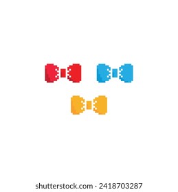 pixel ribbon bows icon.  Vector pixel art bow 8 bit logo for game